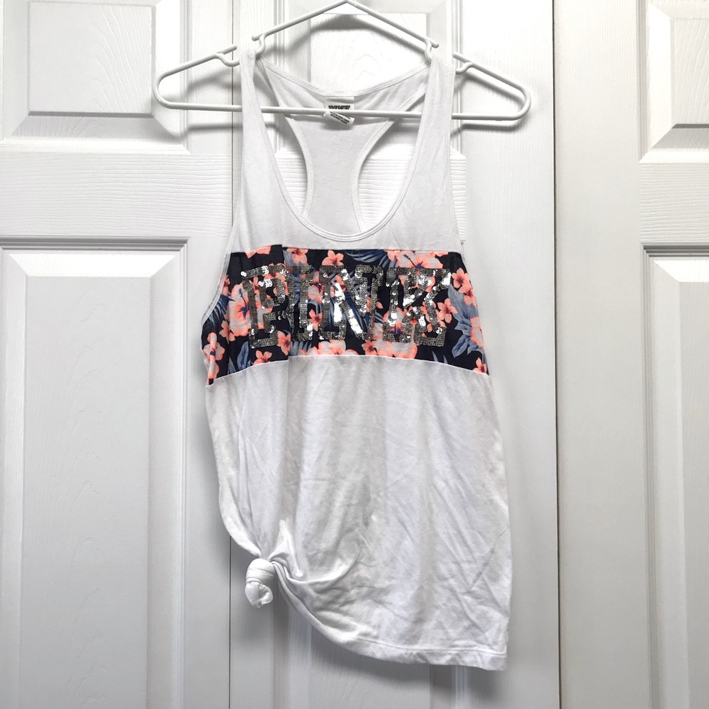 Victoria Secret Pink sequin Hawaiian and graphic print tank